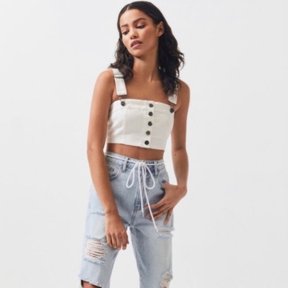 Pacsun White Denim Crop Top - Picture 2 of 11